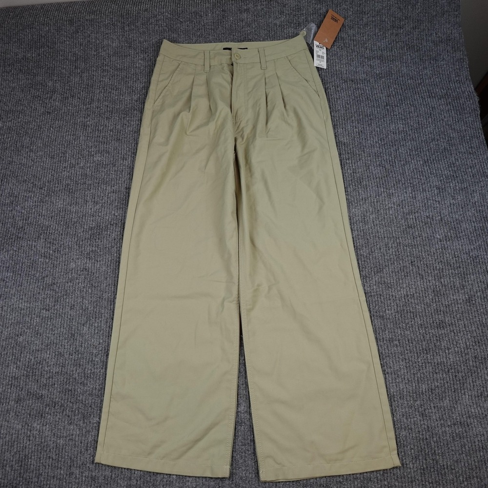 Vans Alder Relaxed Pants Womens 28x30 Beige Pleated Chino Straight Casual Skate